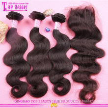 Wholesale high quality peruvian hair with closure 2016 hot sale 8a grade virgin hair bundles with lace closure